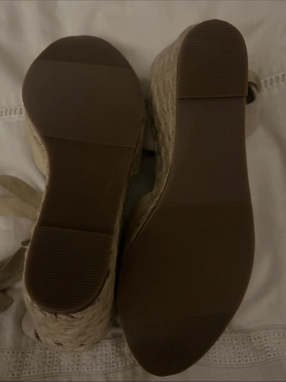 Beige Espadrille Tie-Ankle Wedge 3
